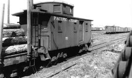 Pacific Coast Railroad wood caboose number 53 at Seattle, Washington, circa 1950.