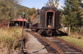 Lake Whatcom Railway passenger cars 603 and 634 at Wickersham, Washington, in 2008.