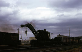 Spokane, Portland and Seattle Railway wrecking crane X-5 at Portland, Oregon in 1968.