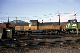 Burlington Northern Railroad Company diesel locomotive 4011 at Portland, Oregon in 1972.