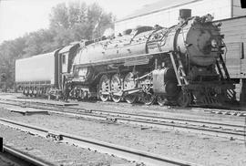 Northern Pacific steam locomotive 2681 at Mandan, North Dakota, in 1946.