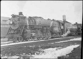 Northern Pacific steam locomotive 2660 at Staples, Minnesota, in 1950.