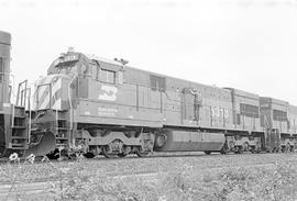 Burlington Northern diesel locomotive 5313 at Lincoln, Nebraska in 1972.