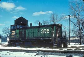 Burlington Northern diesel locomotive Number 306 at Minneapolis Junction, Minnesota in 1982