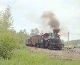 Mount Rainier Scenic Railroad Steam Locomotive Number 10 at Mineral, Washington in May, 1981.