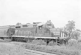 Burlington Northern diesel locomotive 2061 at Tecumseh, Nebraska in 1972.