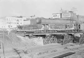 Northern Pacific diesel locomotive 221 at Tacoma, Washington, in 1965.