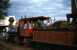 Portland Zoo Railway steam locomotive Oregon at North Portland, Oregon in 1959.