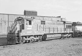 Burlington Northern diesel locomotive 5763 at Tacoma, Washington in 1973.