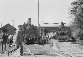 Rayonier Incorporated Steam Locomotive Number 110, 14 at Hoquiam, Washington in March, 1962.