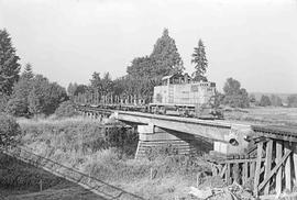 Chehalis Western Diesel Locomotive Number 684 at Chehalis, Washington in September, 1975.