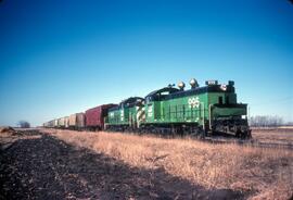Burlington Northern Diesel Locomotives Number 995 and Number 993 East of Milnor, North Dakota In ...