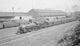 Northern Pacific passenger train number 408 at Tacoma, Washington, circa 1940.