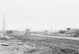 Burlington Northern log unload area at Tacoma, Washington, in 1975.