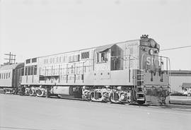 Southern Pacific Railroad diesel locomotive number 3020 at Redwood City, California in 1973.