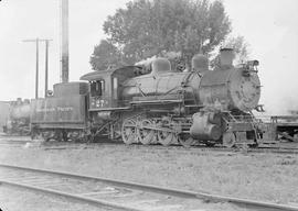 Northern Pacific steam locomotive 27 at Billings, Montana, in 1949.