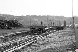 Weyerhauser Timber Company flat car at Tacoma, Washington, in February 1975.