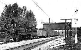 Pacific Coast Railroad freight train at Allentown, Washington in 1951.