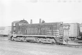 Burlington Northern diesel locomotive 182 at Interbay, Washington in 1973.