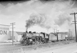 Northern Pacific steam locomotive 1812 at Tacoma-McCarver St, Washington, in 1953.