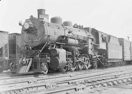 Northern Pacific steam locomotive 1914 at Laurel, Montana, in 1949.