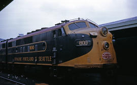 Spokane, Portland and Seattle Railway diesel locomotive 800 at Portland, Oregon in 1962.