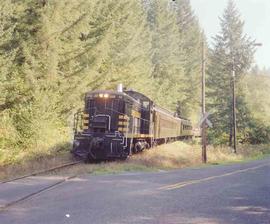 Lewis & Clark Railway Diesel Locomotive Number 81 at Moulton Falls, Washington in October, 1988.