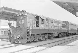 Southern Pacific Railroad diesel locomotive number 3031 at San Jose, California in 1973.