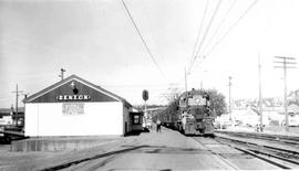 Pacific Coast Railroad freight train at Renton, Washington, circa 1954.