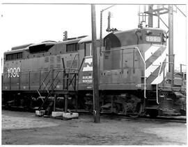 Burlington Northern (BN) Diesel Locomotive 1990 at Missoula, Montana, July 1971