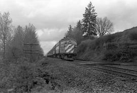 Amtrak diesel locomotive 9810 at Ridgefield, Washington on April 6, 1971.