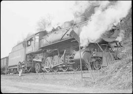 Northern Pacific steam locomotive 1655 at Nisqually, Washington, in 1944.