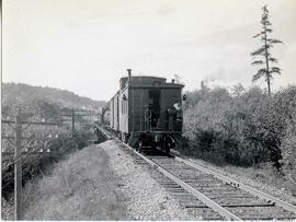 Great Northern Railway caboose in Lowell, Washington, undated.