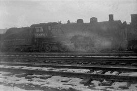 Northern Pacific steam locomotive NP 1573 at jamestown, North Dakota, circa 1938.