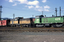 Burlington Northern Railroad Company diesel locomotive 4011 at Portland, Oregon in 1972.