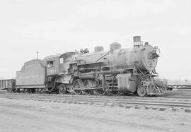 Northern Pacific steam locomotive 1914 at Laurel, Montana, in 1954.