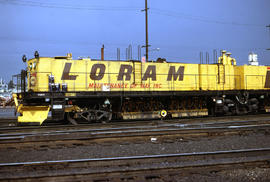 Loram Maintenance of Way rail grinder RG1016771 at Portland, Oregon in 1978.