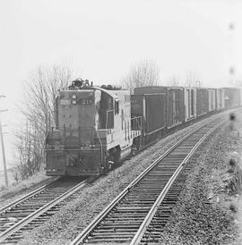 Northern Pacific diesel locomotive 218 at Ruston, Washington, in 1969.