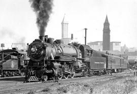 Northern Pacific steam locomotive 2264 in Seattle, Washington, circa 1940.