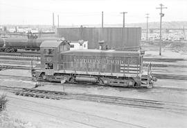 Burlington Northern diesel locomotive 215 at Interbay, Washington in 1973.