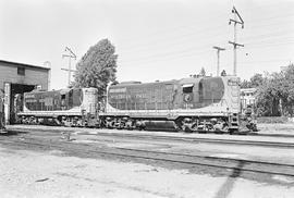 Burlington Northern diesel locomotive 1918 at Auburn, Washington in 1972.