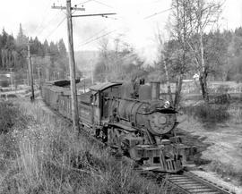 Pacific Coast Railroad freight train at Cedar Mountain, Washington in 1951.