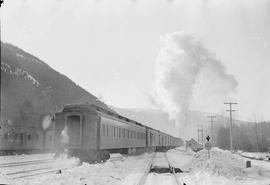 Northern Pacific mail train at Lester, Washington, in 1955.