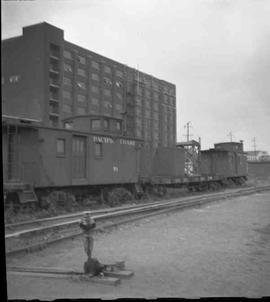 Pacific Coast Railroad caboose number 53 at Seattle, Washington in 1949.