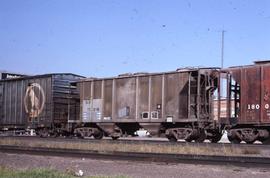 Northern Pacific hopper car number 75208 at Idaho Falls, Idaho, in 1981.