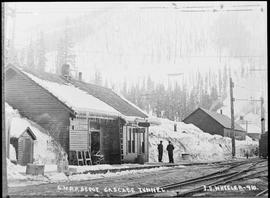 Great Northern Railway telegraph station at Wellington, Washington, circa 1910.