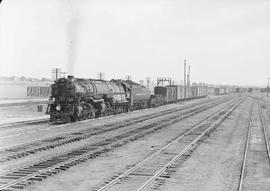 Northern Pacific steam locomotive 5105 at Laurel, Montana, in 1949.