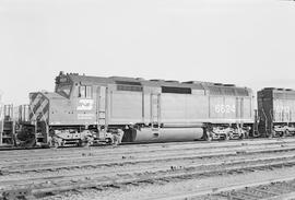 Burlington Northern diesel locomotive 6624 at Livingston, Montana in 1972.