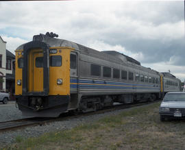 VIA Rail Canada rail diesel car 6133 at Nanaimo, British Columbia in August 1989.