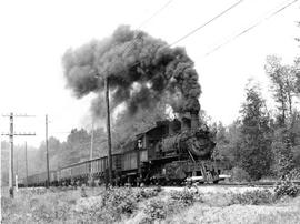 Pacific Coast Railroad freight train near Maple Valley, Washington in 1951.